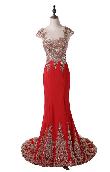 selling luxury red prom dresses cap sleeve jewel neck beaded sequins gold appliques 2019 mermaid party gowns custom made p175, Black
selling luxury red prom dresses cap sleeve jewel neck beaded sequins gold appliques 2019 mermaid party gowns custom made p175, Black