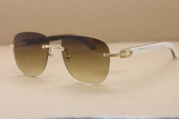 t8300680 rimless samll diamond glasses women style black white buffalo horn sunglasses driving glasses frame size:53-18-140mm, White;black
t8300680 rimless samll diamond glasses women style black white buffalo horn sunglasses driving glasses frame size:53-18-140mm, White;black