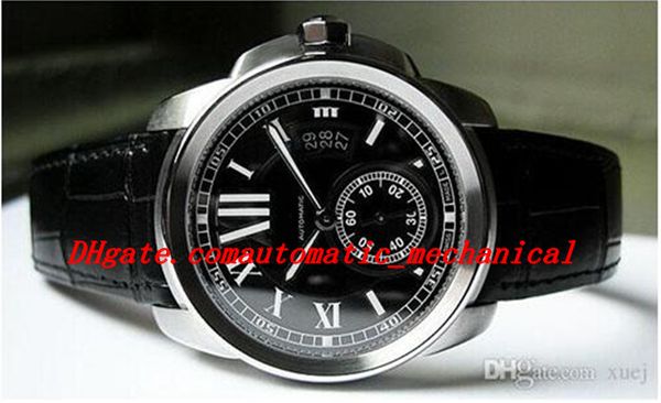 luxury new in box de stainless steel automatic mens watch w7100041 black leather bracelet band men's watches wristwatches, Slivery;brown 
luxury new in box de stainless steel automatic mens watch w7100041 black leather bracelet band men's watches wristwatches, Slivery;brown