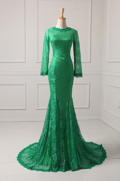 new boat neck long sleeves lace mermaid evening dress 2016 court train evening gown for party, Black;red
new boat neck long sleeves lace mermaid evening dress 2016 court train evening gown for party, Black;red
