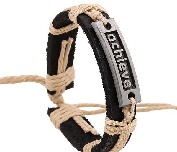 2015 latest version punk style 100% genuine leather bracelet alloy achieve couple hemp rope adjustable bracelet 20pcs/lot, Black
2015 latest version punk style 100% genuine leather bracelet alloy achieve couple hemp rope adjustable bracelet 20pcs/lot, Black