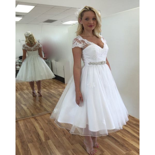 white lace tea length wedding dress cap sleeve v neck beach wedding dresses beaded plus size wedding dress short bridal gowns
white lace tea length wedding dress cap sleeve v neck beach wedding dresses beaded plus size wedding dress short bridal gowns
