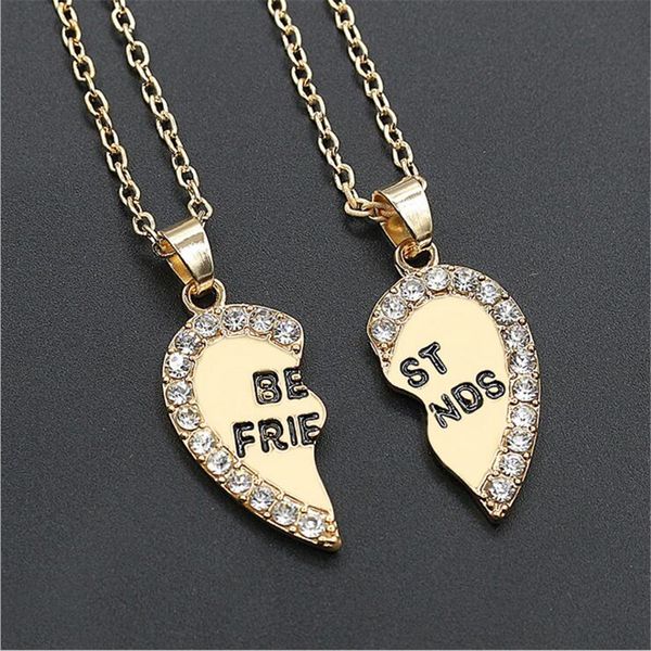 2019 new style splice crystal heart pendant friend letter necklace for women wholesale jewelry gift for friends, Silver
2019 new style splice crystal heart pendant friend letter necklace for women wholesale jewelry gift for friends, Silver