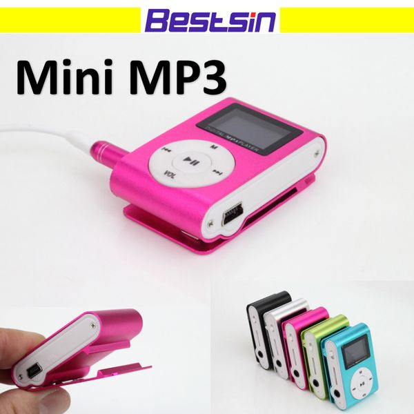 

mini clip mp3 player with 1.2 inch lcd screen music player support micro sd card tf slot + earphone +usb cable with box