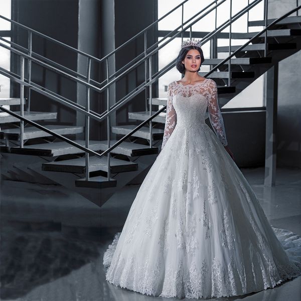long sleeve lace bridal dresses modest full lace applique wedding dress a line princess beautiful robe de mariee illusion wedding gown cheap, White
long sleeve lace bridal dresses modest full lace applique wedding dress a line princess beautiful robe de mariee illusion wedding gown cheap, White