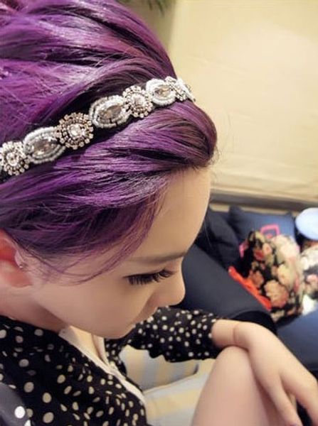 

fashion retro style women hairband crystal rhinestone gray beads headband hair band headdress hair jewelry md, Silver