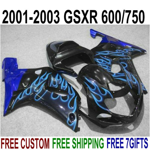 abs motorcycle fairing kit for suzuki gsxr600 gsxr750 2001 2002 2003 k1 blue flames in black fairings set gsx-r600/750 01-03 ra51
abs motorcycle fairing kit for suzuki gsxr600 gsxr750 2001 2002 2003 k1 blue flames in black fairings set gsx-r600/750 01-03 ra51