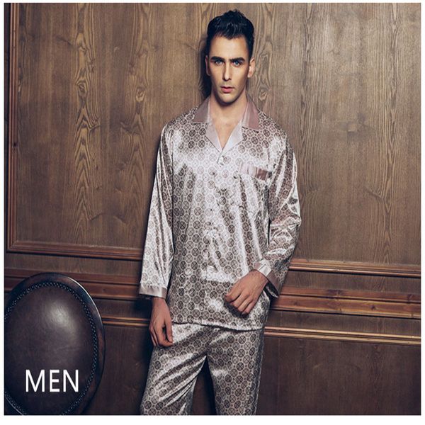 europe and the united states simple men's pajamas 2017 spring new imitation silk home dress, long sleeved high-end large code leisure s, Black;brown
europe and the united states simple men's pajamas 2017 spring new imitation silk home dress, long sleeved high-end large code leisure s, Black;brown