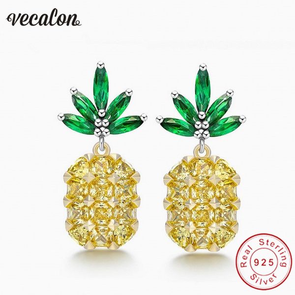 vecalon female pineapple earrings crystal 5a zircon 925 sterling silver party wedding stud earrings for women fashion jewelry, Golden;silver
vecalon female pineapple earrings crystal 5a zircon 925 sterling silver party wedding stud earrings for women fashion jewelry, Golden;silver