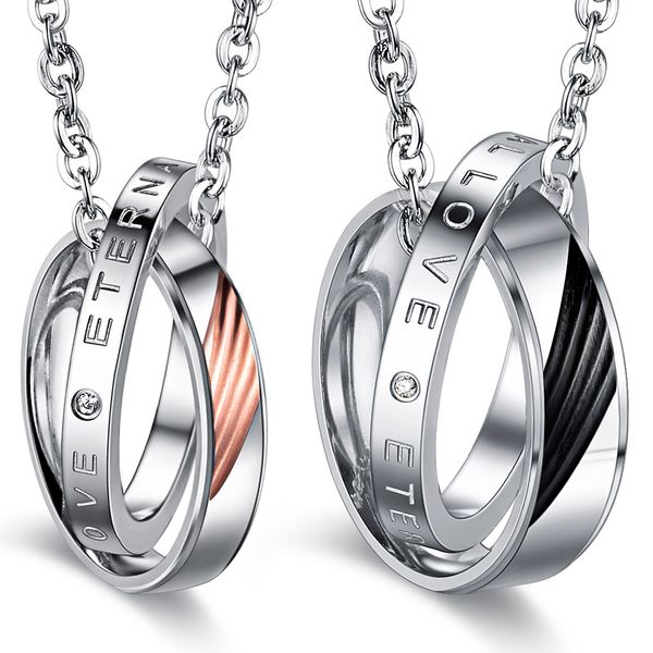 fashion jewelry lovers' accessories promise couple 316l steel black and rose gold inlaid cz diamond pendant necklaces ffgx1076, Silver
fashion jewelry lovers' accessories promise couple 316l steel black and rose gold inlaid cz diamond pendant necklaces ffgx1076, Silver