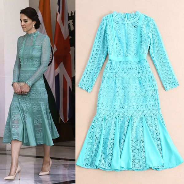 2017 autumn new water soluble flower midi dress white princess kate long sleeves european gentlewomen elegant dress lake blue, Black;gray
2017 autumn new water soluble flower midi dress white princess kate long sleeves european gentlewomen elegant dress lake blue, Black;gray