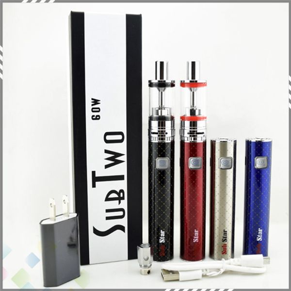 Sub Two 60W Starter Kit Vapor Electronic Cigarettes With 4.5ml Atomizer Vaporizer Sub 2200mah Mod Battery Vape Pen Kits DHL Free
Sub Two 60W Starter Kit Vapor Electronic Cigarettes With 4.5ml Atomizer Vaporizer Sub 2200mah Mod Battery Vape Pen Kits DHL Free