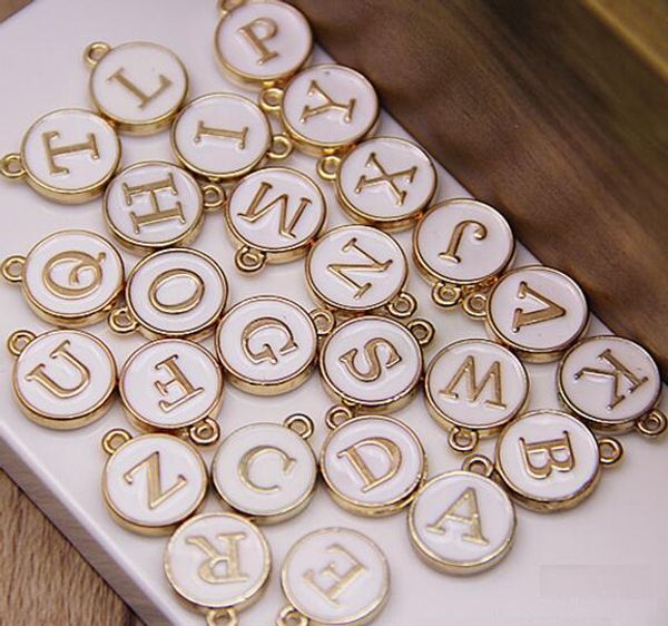 26pcs letters stamped initial charm pendants gold plated white drip on double sides 12*15mm round disc letter alphabe for necklace, Silver
26pcs letters stamped initial charm pendants gold plated white drip on double sides 12*15mm round disc letter alphabe for necklace, Silver