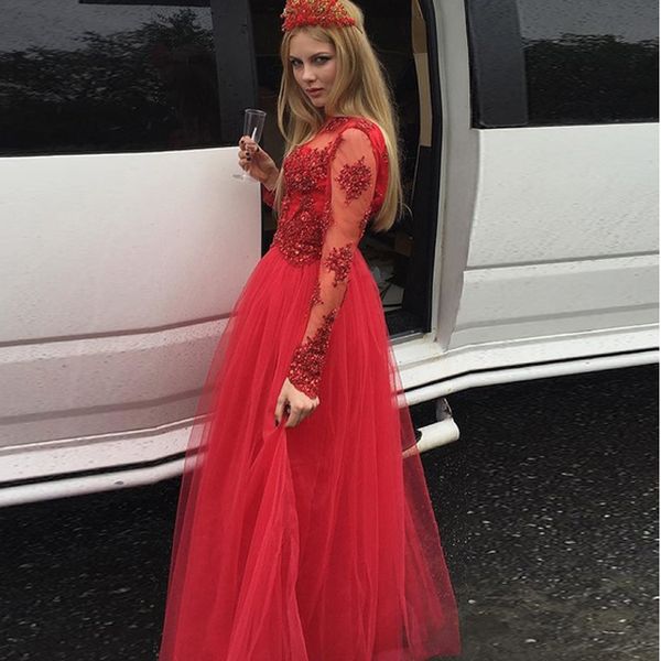new arrival round neck red long tulle lace appliques prom dress formal dress vestidos de fiesta dresses party evening, Black
new arrival round neck red long tulle lace appliques prom dress formal dress vestidos de fiesta dresses party evening, Black