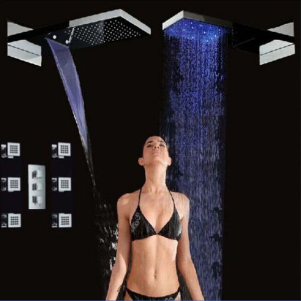 wholesale and retail promotion led color changing waterfall shower head + thermostatic valve + 6 massage jets
wholesale and retail promotion led color changing waterfall shower head + thermostatic valve + 6 massage jets