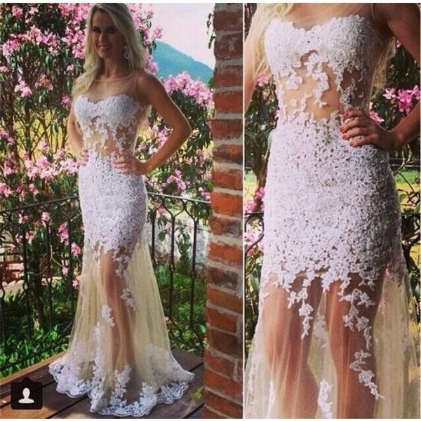 white lace appliques prom dresses arabic sheer neck leg scoop illusion long party dress vestido de festa longo stunning evening gown, Black
white lace appliques prom dresses arabic sheer neck leg scoop illusion long party dress vestido de festa longo stunning evening gown, Black