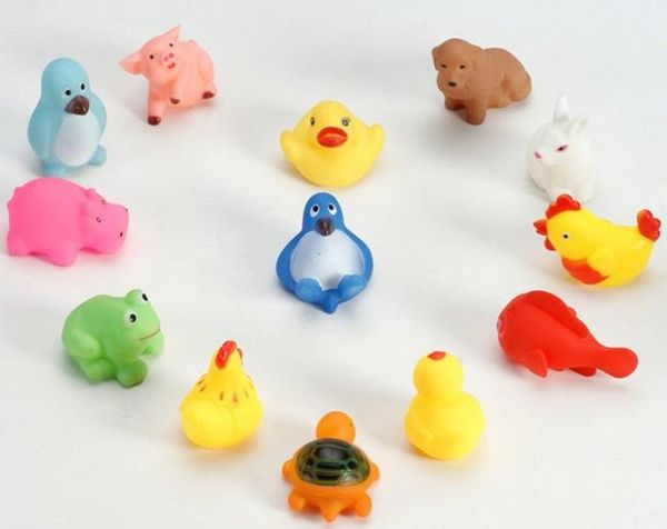 Cute Animal Bath Toy Bath Washing Sets Children Education Toys Rubber Yellow Ducks Children Swiming Gifts 390pc/lot