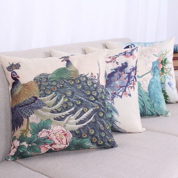 pillow cover new cafe cushion cover classical style pillowcase ink painting chinese peacock pattern thick cotton linen thick pillow cases
pillow cover new cafe cushion cover classical style pillowcase ink painting chinese peacock pattern thick cotton linen thick pillow cases