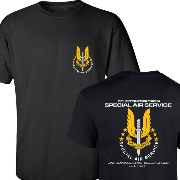 

wholesale-sas special air service british army united kingdom special force sniper men's t shirt both sides printed cotton basic tees, White;black