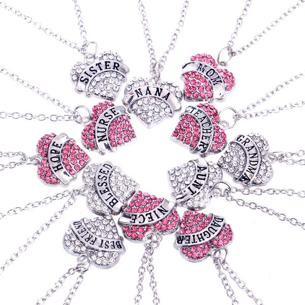 crystal diamante love heart carve english letters charm pendant chain necklace fashion family xmas gifts women jewelry, Silver
crystal diamante love heart carve english letters charm pendant chain necklace fashion family xmas gifts women jewelry, Silver