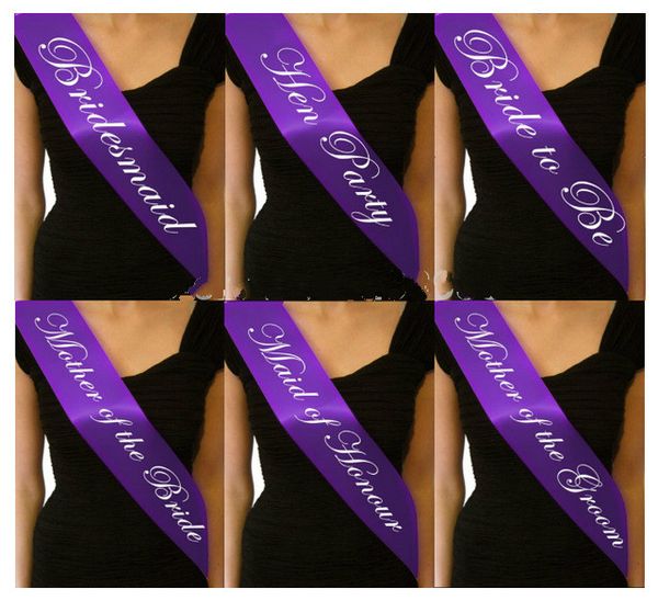 wholesale- purple satin bridesmaid bride to be sash for wedding bachelorette hen party sash with white letter printed girls night supplies 
wholesale- purple satin bridesmaid bride to be sash for wedding bachelorette hen party sash with white letter printed girls night supplies