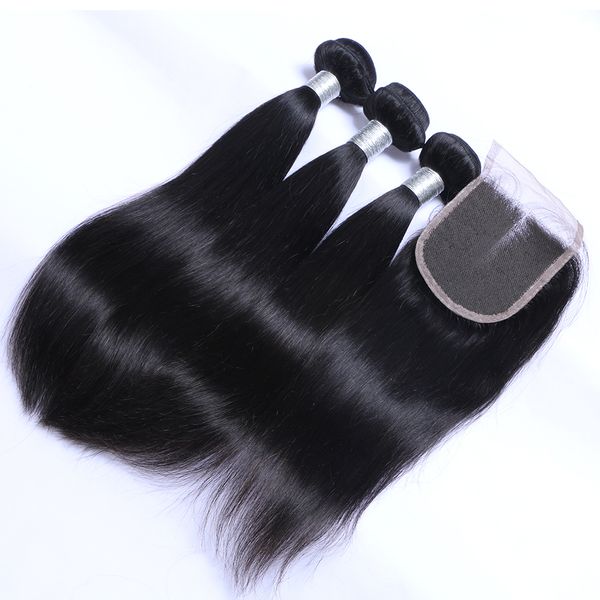 brazilian virgin remy human hair 3 bundles with lace closures malaysian peruvian indian cambodian mongolian straight hair weaves closure, Black
brazilian virgin remy human hair 3 bundles with lace closures malaysian peruvian indian cambodian mongolian straight hair weaves closure, Black