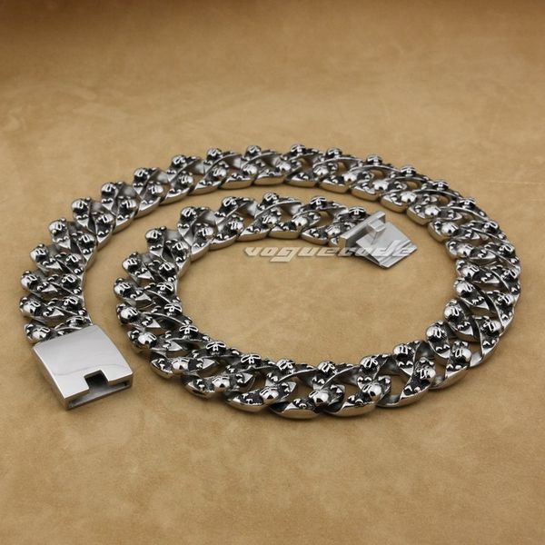 18" ~ 36" huge heavy 316l stainless steel skulls mens biker necklace 5f004n, Silver
18" ~ 36" huge heavy 316l stainless steel skulls mens biker necklace 5f004n, Silver