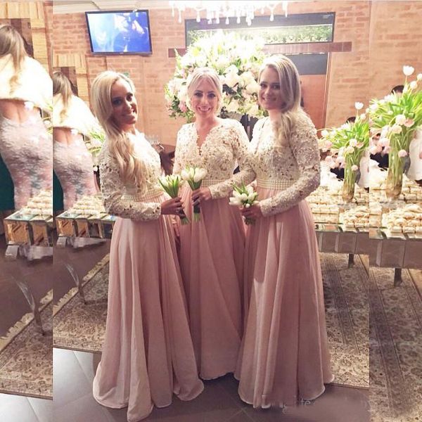long sleeve lace bridesmaid dresses 2016 new see through lace appliqued prom evening gowns a-line arabic bridesmaids dress, White;pink
long sleeve lace bridesmaid dresses 2016 new see through lace appliqued prom evening gowns a-line arabic bridesmaids dress, White;pink