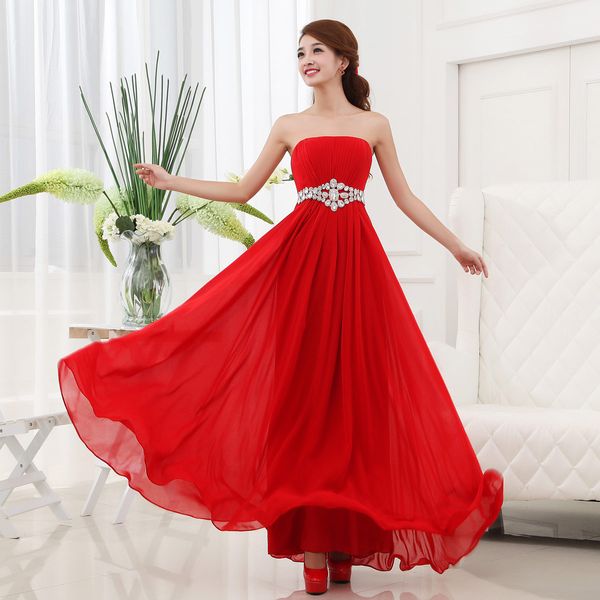 2017 long chiffon bridesmaid dress with crystal under 100 pleated strapless party dress for wedding, White;pink
2017 long chiffon bridesmaid dress with crystal under 100 pleated strapless party dress for wedding, White;pink