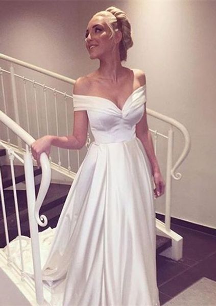 selling simple off the shoulder long beach wedding dresses bridal gowns in stock, White
selling simple off the shoulder long beach wedding dresses bridal gowns in stock, White