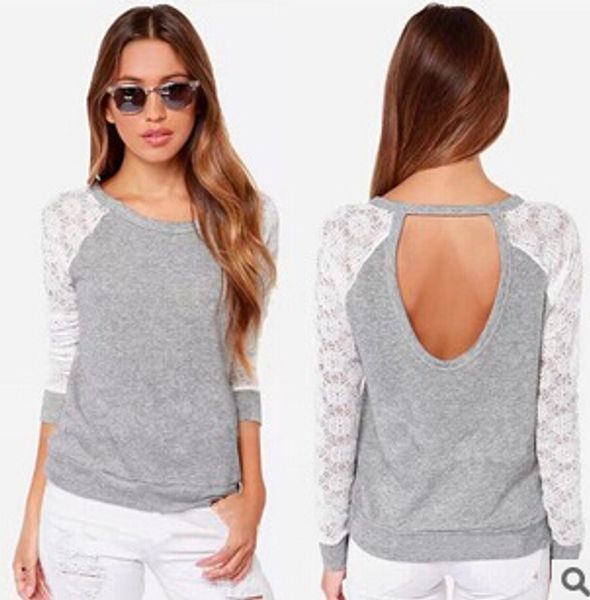 lace blouse with long sleeve autumn korean o-neck grey crochet backless plus size women clothes blouse casual shirts b128, White
lace blouse with long sleeve autumn korean o-neck grey crochet backless plus size women clothes blouse casual shirts b128, White