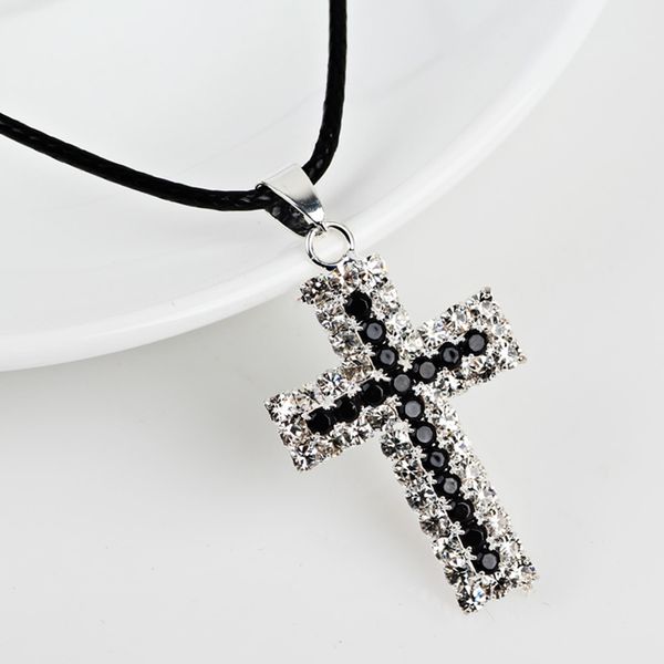 2018 new gift rhinestone cross pendant necklaces statement for women jewelry jesus church christian god gift, Silver 
2018 new gift rhinestone cross pendant necklaces statement for women jewelry jesus church christian god gift, Silver