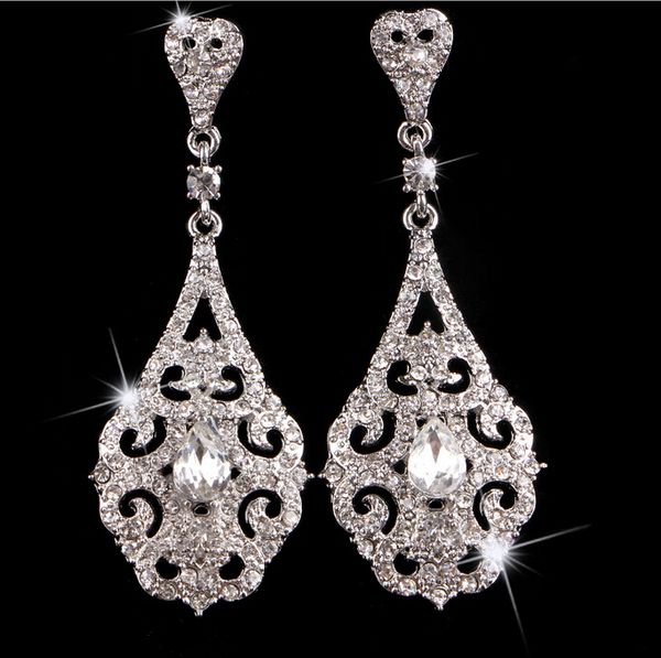wholesale stock 2015 transparent water drop crystals bridal earrings rhinestones wedding jewellery sets accessories, White
wholesale stock 2015 transparent water drop crystals bridal earrings rhinestones wedding jewellery sets accessories, White