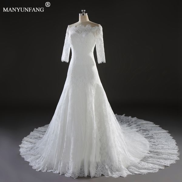 modest 3/4 long sleeve tulle wedding dresses open back vintage lace pearls chapel train boat neck 2020 garden bobo bridal wedding gowns, White
modest 3/4 long sleeve tulle wedding dresses open back vintage lace pearls chapel train boat neck 2020 garden bobo bridal wedding gowns, White