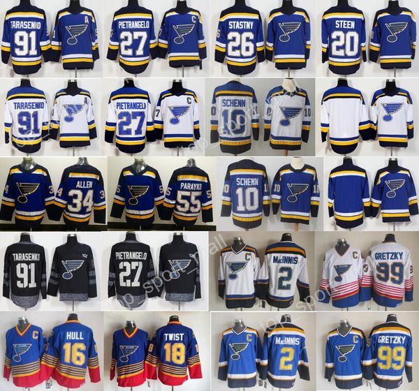 

хоккей st. louis blues jerseyss 91 владимир тарасенко 27 алекс пьетранджело александр стин брайден шенн колтон парайко пол стастный, Black;red