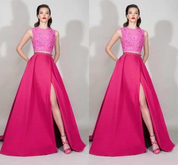 zuhair murad 2016 fuchsia lace and satin two pieces evening dresses split side with sequin prom gowns custom made china en121410, Black;red
zuhair murad 2016 fuchsia lace and satin two pieces evening dresses split side with sequin prom gowns custom made china en121410, Black;red