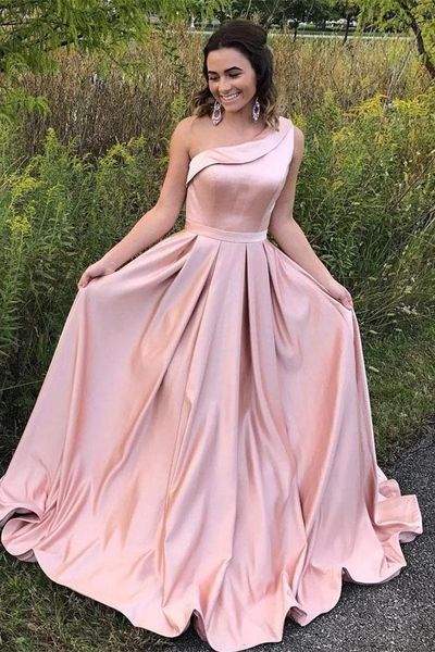 one shoulder pink prom dresses gowns a-line satin formal dresses with pockets graduation gowns long vestidos de baile longo, Black
one shoulder pink prom dresses gowns a-line satin formal dresses with pockets graduation gowns long vestidos de baile longo, Black