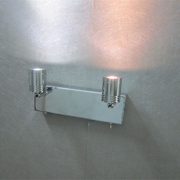Ch Wall Light Over Bed With Twin Switches Chrome Finish 2x3watt Led Working Independent Adjustable Head Narrow Beam For Reading