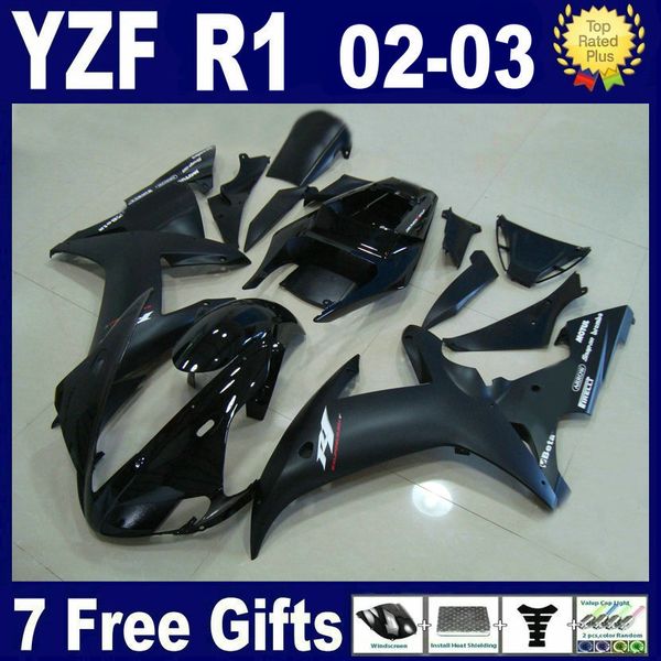 flat matte black bodywork for yamaha r1 2002 2003 fairings kit yzfr1 yzf r1 injection molded 02 03 y1229
flat matte black bodywork for yamaha r1 2002 2003 fairings kit yzfr1 yzf r1 injection molded 02 03 y1229