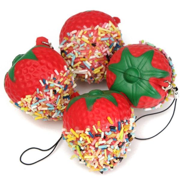 wholesale- pretend play squeeze kawaii chocolate kitchen toys strawberry phone chain squishy key bread mobile phone straps decor p15