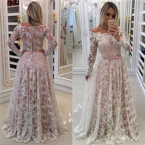 2018 prom dresses a-line off-shoulder long sleeves floor length appliques sash sheer evening gowns formal wear, Black
2018 prom dresses a-line off-shoulder long sleeves floor length appliques sash sheer evening gowns formal wear, Black