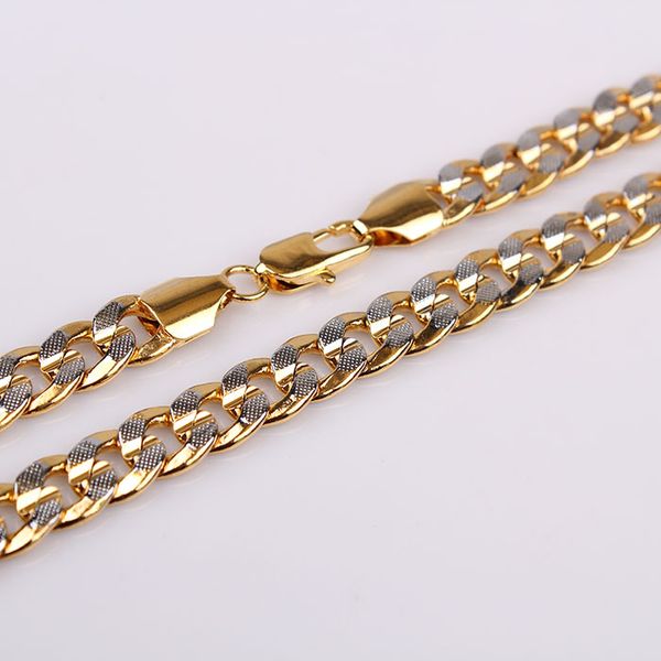 classic 18k 18ct yellow and white gold filled curb link necklace 2-tone men's collar jewelry 20inches 9mm, Silver
classic 18k 18ct yellow and white gold filled curb link necklace 2-tone men's collar jewelry 20inches 9mm, Silver