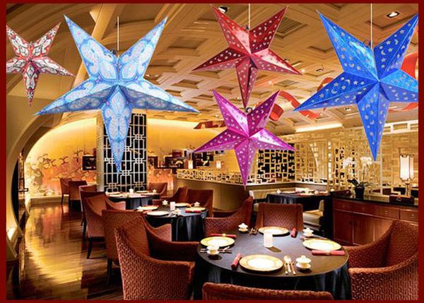 

Красочные блестящие ремесло бумаги Звезда полые абажуры фонари Star Shape Party украшен
