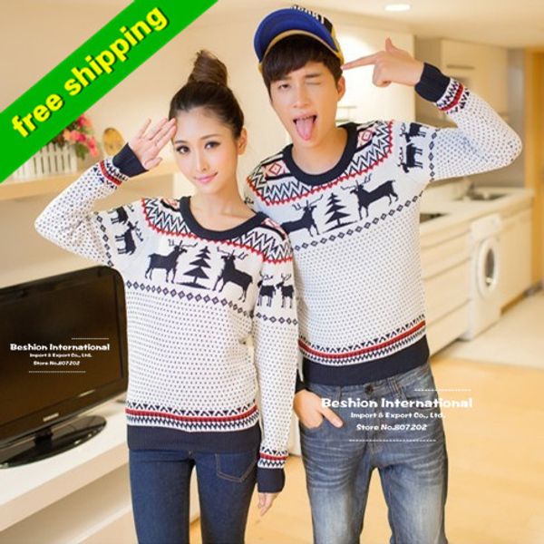 wholesale-fashion winter men women long sleeve crewnecks cashmere pullovers matching deer couple christmas, White;black
wholesale-fashion winter men women long sleeve crewnecks cashmere pullovers matching deer couple christmas, White;black