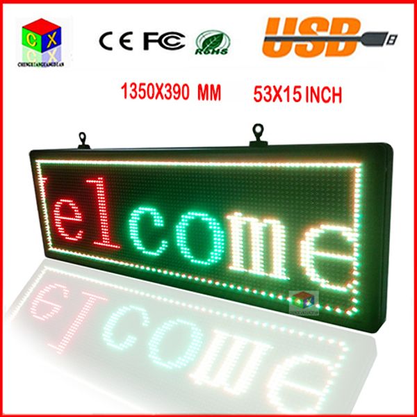 15x53-inch high-brightness programmable scrolling led display wifi led sign p10 rgb full color outdoor led sign to support any language
15x53-inch high-brightness programmable scrolling led display wifi led sign p10 rgb full color outdoor led sign to support any language