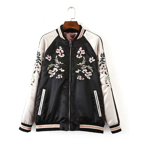 wholesale- embroidered flower phoenix bird 2016 women satin bomber jacket basic coats pilots outerwear jackets pink both sides wear, Black;brown
wholesale- embroidered flower phoenix bird 2016 women satin bomber jacket basic coats pilots outerwear jackets pink both sides wear, Black;brown