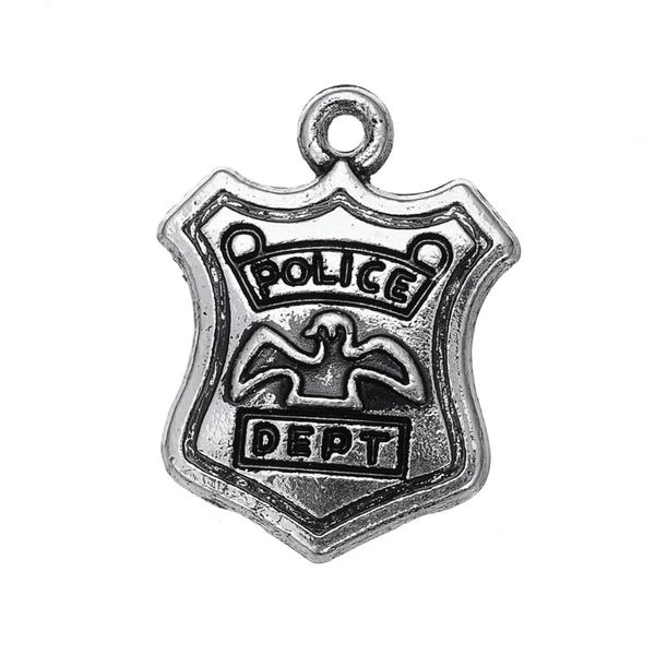 

new fashion easy to diy 20pcs police dept vintage metal charm jewelry making fit for necklace or bracelet, Bronze;silver