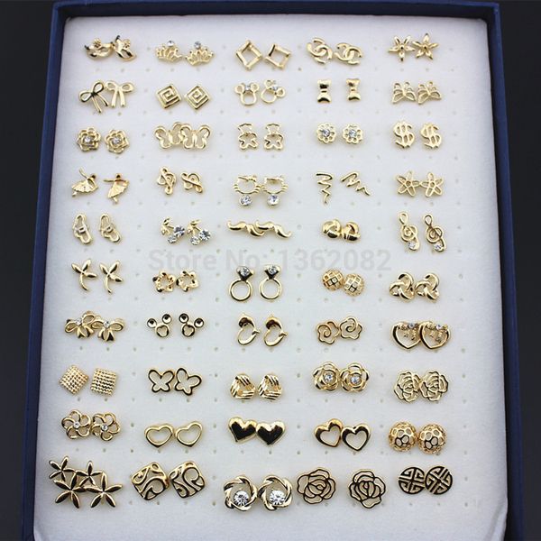 Jewelry Wholesale 50pairs Mixed Style Gold Color Crystal Flower/Hello Kitty/Butterfly/Strawberry/Heart Stud Earrings Gift ME130
Jewelry Wholesale 50pairs Mixed Style Gold Color Crystal Flower/Hello Kitty/Butterfly/Strawberry/Heart Stud Earrings Gift ME130
