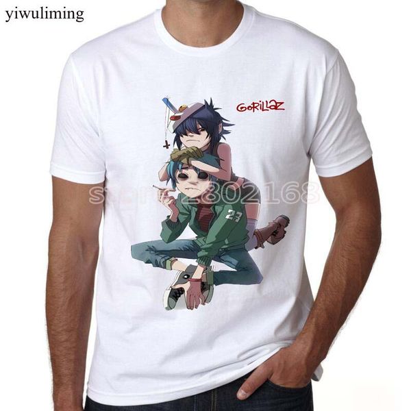 мужская летняя одежда 2016 gorillaz футболки дизайн рубашки печати gorillaz музыка смешные