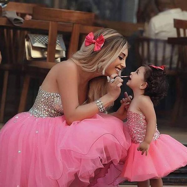 custom mother daughter beach wedding dresses keen length wedding dresses beaded crystal evening gowns a line short prom dresses, White
custom mother daughter beach wedding dresses keen length wedding dresses beaded crystal evening gowns a line short prom dresses, White